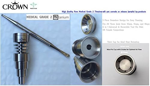 Crown Medical Nail - 10mm 14mm 18mm 19mm PURE MEDICAL GRADE 2 Ti nail Universal Fit Reversible Tool fits Male OR Female ...
