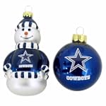 Dallas Cowboys Snowman and Ball Mini Blown Glass Ornaments $9.99