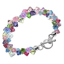 Multi Color Swarovski Crystal Sterling Silver 7.5" Bracelet With Toggle Clasp