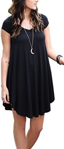 Aquiv Women's Cap Sleeve V Neckline Casual Loose T-Shirt Dress