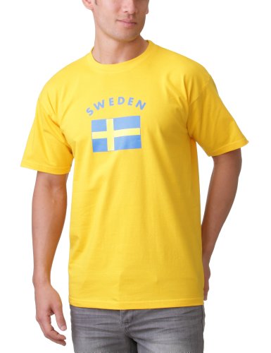 Coole-Fun-T-Shirts Herren  SCHWEDEN T-SHIRT MIT FLAGGE, GELB, XXL