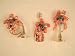 Musical Instrument Christmas Tree Ornaments (Gold with Red Ribbon) - Set of 3 (Three)