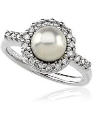 Pearl and Diamond Ring in 14k White Gold