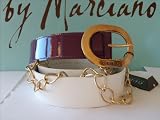 Guess by Marciano Ladies Leather Fashion Belt. White/Purple with Gold Tone Chain