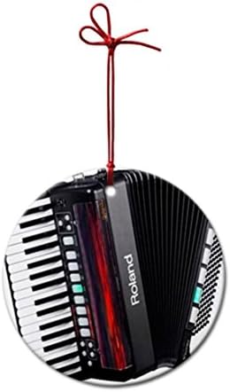 Accordion Musical Roland DIY Personalized Round Porcelain Christmas Tree Festival Ornament