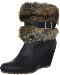 ESPRIT Finus Fur Bootie J10432, Damen Fashion Halbstiefel & Stiefeletten, Schwarz (black 001), EU 36