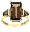 14k Yellow Gold Smoky Quartz 3-Stone Ring, Size 7