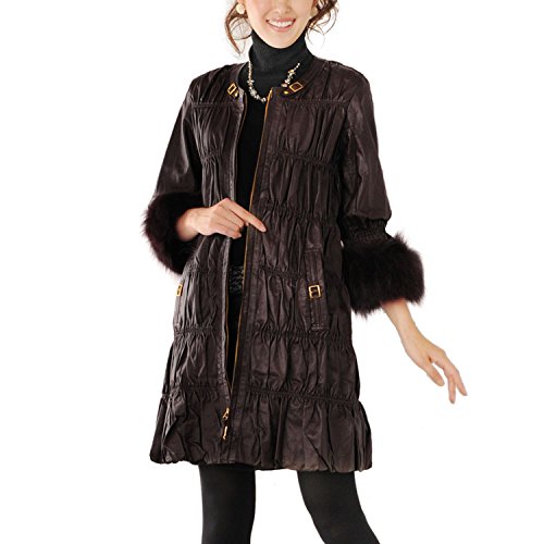 ゴート レザー コート フォックス トリミング シャーリング 八分袖 (No. 04000014 z ) プレゼント[エースタイル]Aastyle