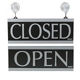 (Price/EA)Open/Closed Sign, w/ Suction Cups, 5x13, Silver on Black