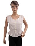 White Sleeveless Embroidery Work Womens Blouse Tunic Top Small Size
