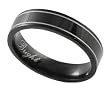 Stainless Steel High Polish Flat Black Band with Two Silver Stripes
