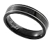 Stainless Steel High Polish Flat Black Band with Two Silver Stripes