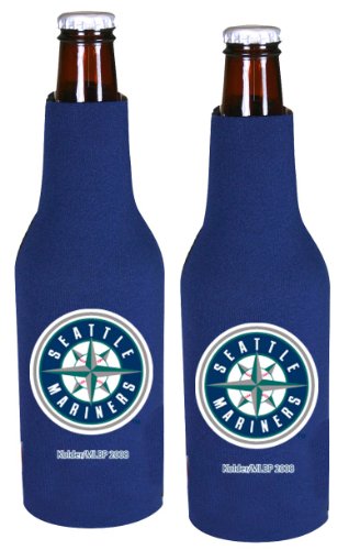 Seattle Mariners Beer Bottle Koozie | Mariners Neoprene Bottle Suit with Zipper - Set of 2