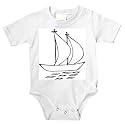 Onesie with "black and white", vessel, sea, India, boat, sails, Asia