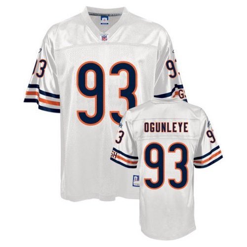 Chicago Bears Adewale Ogunleye Reebok #93 White Replica Jersey, XXXXX-Large