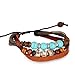 Fashion Plaza Women's Adjustable Lether Bracelet Triple Strands Turquiose Multiple Color Beads L129