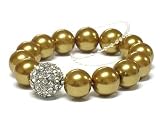 Faux Pearl Gold Crystal Ball Bead Bracelet Fashion Jewelry