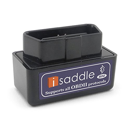 iSaddle Super Mini Bluetooth OBD2 OBDII Scan Tool Check Engine Light & CAN-BUS Auto Diagnostic Tool for Windows & Android Torque (Black Color, Super Mini)