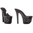 Women's Sexy High Heel High Platform Shoes Rhinestone Hearts Slide 7 Inch Sandals - Valentine's Day