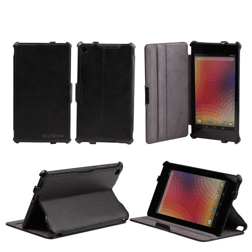 AceAbove Google The New Nexus 7 FHD 2nd Gen Case 2 - Slim Folio Case / Cover with Built-in Stand for Google Nexus 2 7.0 inch 2013 Generation Android 4.3 Table (Three Year Warranty) (Black) - Support Auto Wake / Sleep Feature