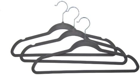 120 Flocked Huggable Pant Shirt Clothes Hangers (Gray)