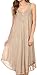 Sakkas Calais Mid Length Sleeveless Tank Top Detailed Embroidery Caftan Dress