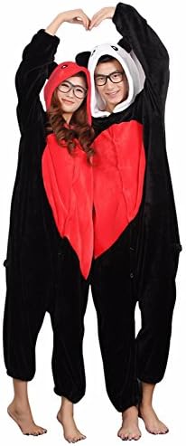 Black Red Couples Pajamas Unisex Lovers Party Costumes Womens Onesies Sleepwear M