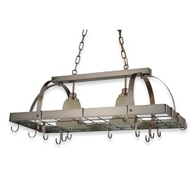 Royce Lighting RKA600/2-03 Home Accents Antique Copper Lighted Pot Rack