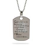 Serenity Prayer Necklace Charm Flat Pendant - "God grant me the Serenity..." This serenity prayer jewelry is the perfect inspirational gift! ~ Great Gift idea or birthday present!~ - BEST SELLER!