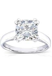 Cushion-cut Moissanite Solitaire Ring 2 Carat (ctw) in 14k White Gold
