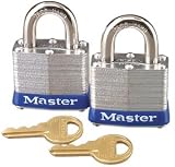Master Lock 3T 1 1/2 Wide Multi Purpose Pin Tumbler Laminated Padlock Keyed Alike 3/4 Shackle 2 Locks per Pack Master Lock 3T 1-1/2