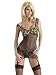 SeXy Black Netting Chemise Camoflauge Trim Garters Black Thigh Hi Stocking Included