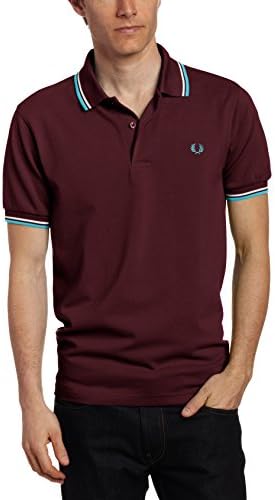 Fred Perry Men's Twin Tipped Polo Shirt, B Mahogany/White/Capri, X-Small