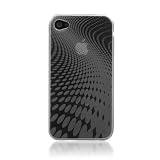 Clear iPhone 4 Case - MiniSuit Swirl Design Hard Skin Cover for AT&T / Verizon Apple iPhone 4 4G 16GB / 32GB + Microfiber Key Chain and screen protector
