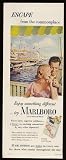 1952 Marlboro Cigarette Couple Escape Print Ad (10909)