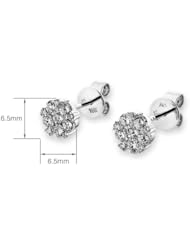 (X1000Diamond) 18K/750 White Gold Flower Cluster Diamond Stud Earring (0.78 cttw, G-H Color, VS2-SI1 Clarity)