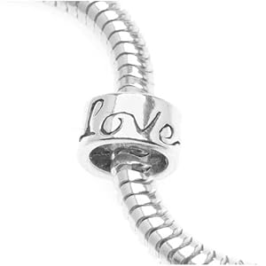 Sterling Silver Engraved Love Bead - Fits Pandora - 7.5mm