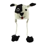 DeLux Crazy Puppy Face Wool Pilot Animal Cap/Hat with Ear Flaps and Poms