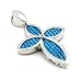 Blue Imitation Leather CZ Cross