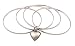Bracelet - B223 - 4-Pc Bangle Set + Heart Charm (70mm) ~ Smooth Silver Tone Metal