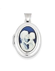 Sterling Silver Agate Cameo 21mm 2 Frame Oval Locket
