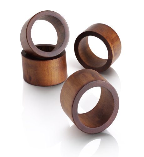 Acacia Collection 4 Slant Wood Napkin Rings