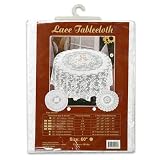 60 Round White Polyester Lace Tablecloth