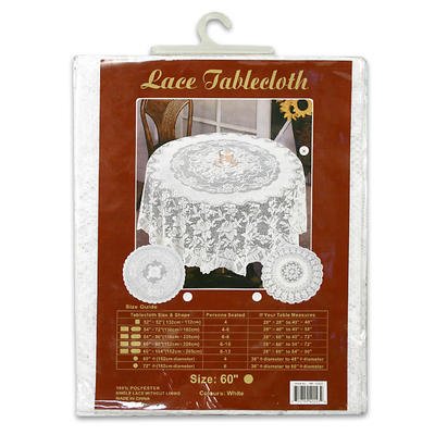 60 Round White Polyester Lace Tablecloth