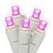 Set of 20 Battery Operated Pink LED Wide Angle Christmas Lights White Wire