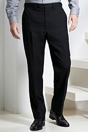 Big & Tall Supercrease® Active Waistband Flat Front Straight Fit Trousers with Wool
