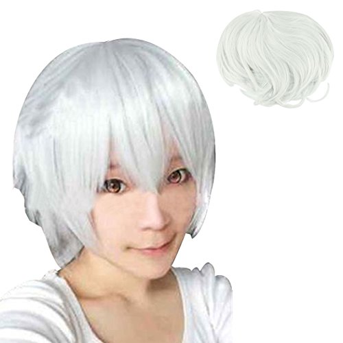 Voberry Stylish Silvery White Heat-resistance Fibre Short Shaggy Layered Anime Cosplay Hair Wigs