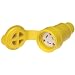 Woodhead 27W48 Watertite Wet Location Locking Blade Connector, 3 Wires, 2 Poles, NEMA L6-20 Configuration, Yellow, 20A Current, 250V Voltage