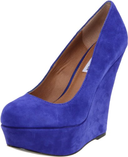 Steve Madden Women's Pammyy Wedge Pump,Blue Suede,8.5 M US