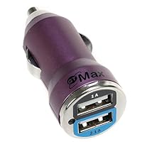 GTMax 2-Port USB Car Vehicle Power Charger Adapter 2000mA - Purple